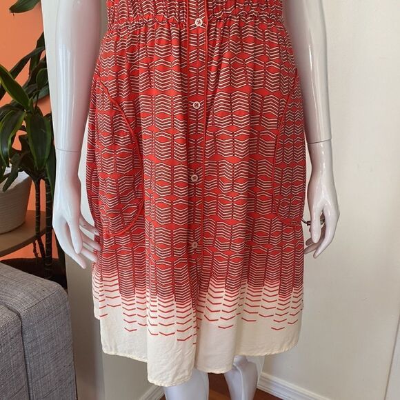 Anthropologie Maeve Red & Cream Veronica Mini Shirtdress Size Small - Picture 5 of 13